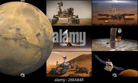 Montage of NASA's Mars missions. Stock Photo