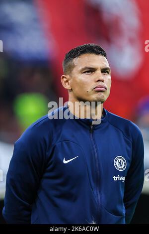 Milan, Italy. 11th Oct, 2022. Thiago Silva of Chelsea FC seen during the UEFA Champions League 2022/23 Group Stage - Group E football match between AC Milan and Chelsea FC at Giuseppe Meazza Stadium. Final score; Milan 0:2 Chelsea. Credit: SOPA Images Limited/Alamy Live News Stock Photo