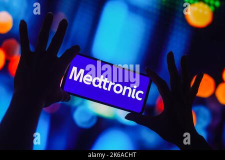 Brazil. 12th Oct, 2022. In this photo illustration, the Medtronic logo is displayed on a smartphone screen. Credit: SOPA Images Limited/Alamy Live News Stock Photo