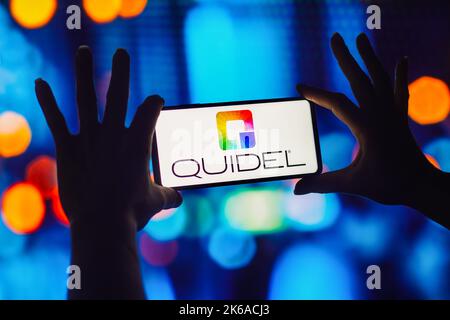 Brazil. 12th Oct, 2022. In this photo illustration, the Quidel logo is displayed on a smartphone screen. Credit: SOPA Images Limited/Alamy Live News Stock Photo