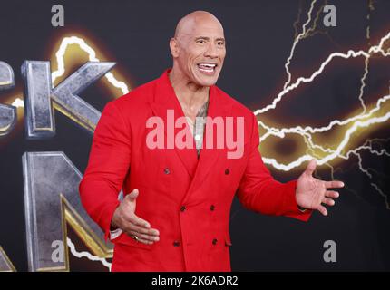 New York, United States. 12th Oct, 2022. Dwayne 'The Rock' Johnson arrives on the red carpet for DC's 'Black Adam' New York Premiere at AMC Empire 25 in Times Square on October 12, 2022 in New York City. Photo by John Angelillo/UPI Credit: UPI/Alamy Live News Stock Photo