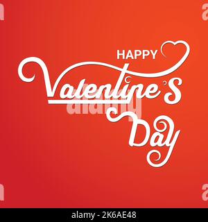 Happy Valentine's Day typography poster with handwritten calligraphy text and hand lettering typography poster on a red gradient background Stock Vector