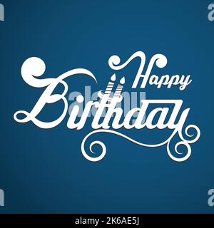 Happy birthday typography poster with handwritten calligraphy text and vintage art for posters and greeting cards on a gradient background. Stock Vector