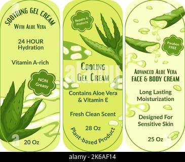 Soothing gel cream with aloe vera, package emblem Stock Vector