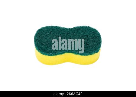 Yellow foam rubber sponge for dishwashing on white background. House  cleaning tool. Simple everyday cleaning sponge studio photo. Everyday  routine dom Stock Photo - Alamy