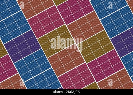 a surprise package boxes red box shape diagonal christmas present silver zigzag holiday green wrapping paper blue pattern gift paper ribbon wrapped Stock Photo