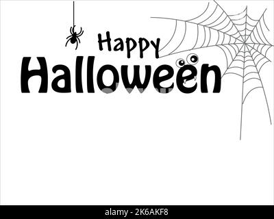 Happy Halloween lettering. Banner or party invitation in flat design. Vector cartoon illustration. Stock Vector