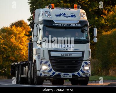 Daf Trucks 2018 12902 cc CF 460 Fax. White car recovery truck. Stock Photo