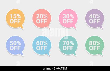 Collection of multi-colored round price tags illustration Stock Vector