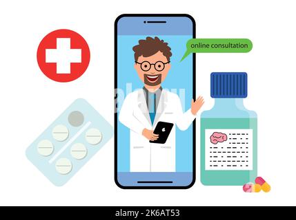 medical online consultation in phone and mobile Stock Vector