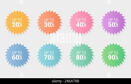 Collection of colorful price tags with discounts Stock Vector