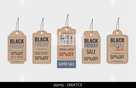 black friday tag collection and vector and illustration Stock Vector