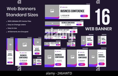 Business Conference Web Bundle Banner Design, Abstract banner for social media post Stock Vector