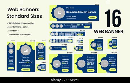 Ramadan kareem creative web set banner design for social media, Product banner design Stock Vector