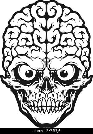 Head Skull Brain Mascot Silhouette Vector illustrations for your work Logo, mascot merchandise t-shirt, stickers and Label designs, poster Stock Vector
