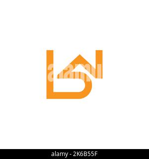 letter bw simple geometric line logo vector Stock Vector