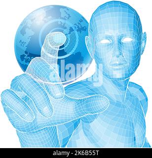 Figure Selecting 3D World Technology Concept Stock Vector
