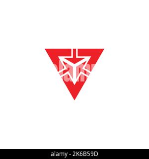letter v flat 3d triangle geometric logo vector Stock Vector