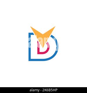 letter vd pointing arrow colorful logo vector Stock Vector