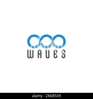 infinity blue waves linked twist logo vector Stock Vector