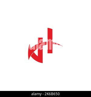 letter dh simple fast linked arrow logo vector Stock Vector