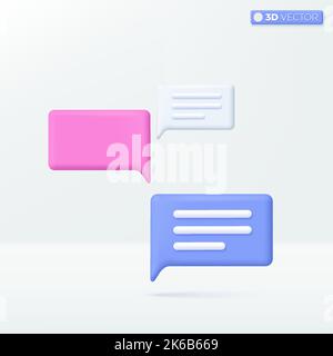 Dialog or speech bubble multicolors icon symbols. Chat message, Message, talk concept. 3D vector isolated illustration design. Cartoon pastel Minimal Stock Vector