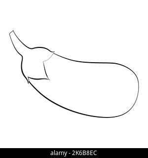 Eggplant in a thin line. Vector on a white background. Stock Vector