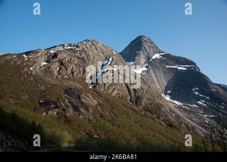 Stetinden is a 1392 meter high granite summit with obelisk-shape in Narvik municipality in Nordland county in Norway Stock Photo