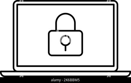 Laptop computer with padlock icon. Vector illustration Stock Vector