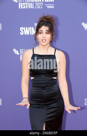 Nathalie Issa attends the film premiere for 'The Swimmers' during the 2022 BFI London Film Festival Stock Photo