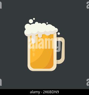 Large mug of fresh light foamy beer - Vector illustration Stock Vector