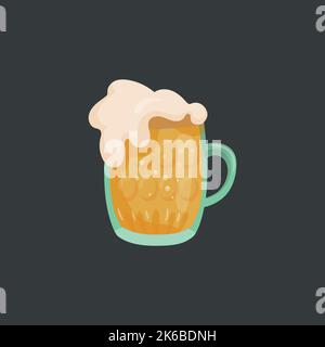 Large mug of fresh light foamy beer - Vector illustration Stock Vector