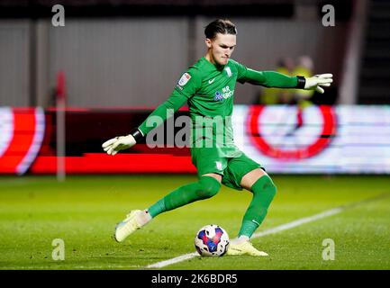 Preston North End goalkeeper Freddie Woodman during the Sky Bet Championship match at Ashton Gate, Bristol. Picture date: Wednesday October 12, 2022. Stock Photo