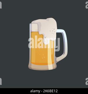 Large mug of fresh light foamy beer - Vector illustration Stock Vector