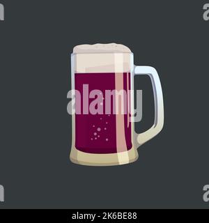 Large mug of fresh dark foamy beer - Vector illustration Stock Vector