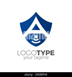 Shield Letter Signal A Logo simple and clean design Stock Vector