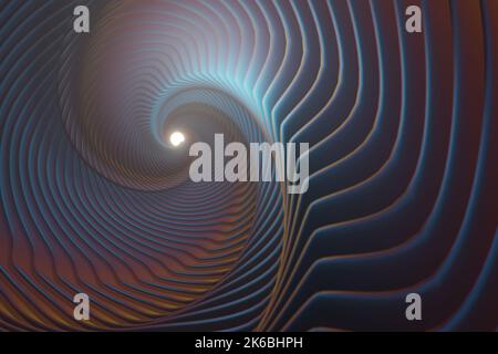 Illusion-digital spiral art with black, golden and blue colors