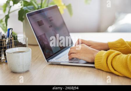 Design your desired life. an unrecognizable businessperson using a laptop at work. Stock Photo