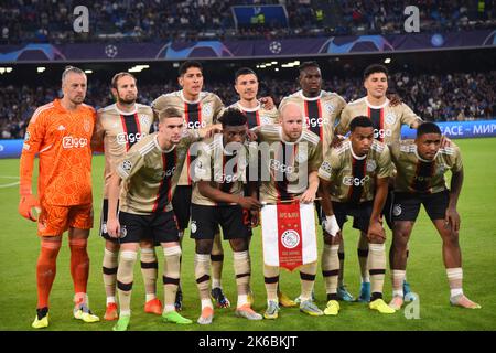 Naples, Italy. 12th Oct, 2022. the formation of Ajax during the Uefa Champions League SSC Napoli and AFC Ajax at Diego Armando Maradona Stadium (Credit Image: © Agostino Gemito/Pacific Press via ZUMA Press Wire) Stock Photo