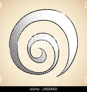 Illustration of Scratchboard Engraved Icon of Galaxy with White Fill isolated on a Beige Background Stock Vector