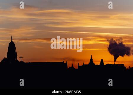 Glasgow Skyline - Sunrise in Autumn Stock Photo