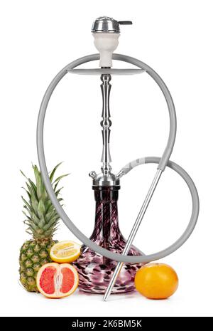 Hookah with fruits isolated on white background Stock Photo