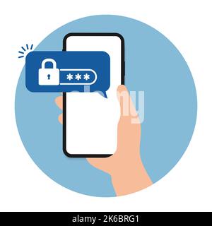 Mobile phone unlocked notification button and password field notice vector, concept of smartphone security alert, personal access, user authorization Stock Vector