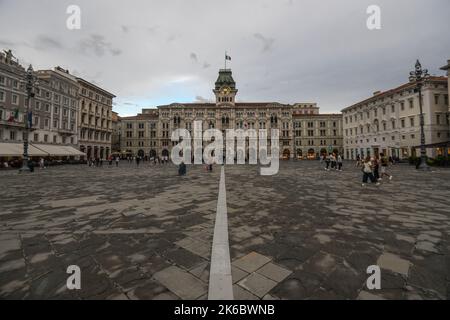 Rainy afternoon in Unity of Italy Square (Piazza Unita d' Italia). Trieste, Italy Stock Photo