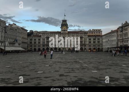 Rainy afternoon in Unity of Italy Square (Piazza Unita d' Italia). Trieste, Italy Stock Photo