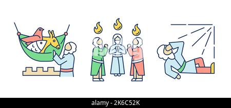 Christianity biblical characters RGB color icons set Stock Vector
