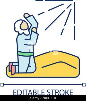 Apostle pray to holy radiance RGB color icon Stock Vector