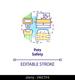 Pets safety while traveling concept icon Stock Vector