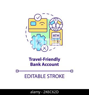 Travel-friendly bank account concept icon Stock Vector