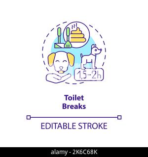 Pets toilet breaks while traveling concept icon Stock Vector